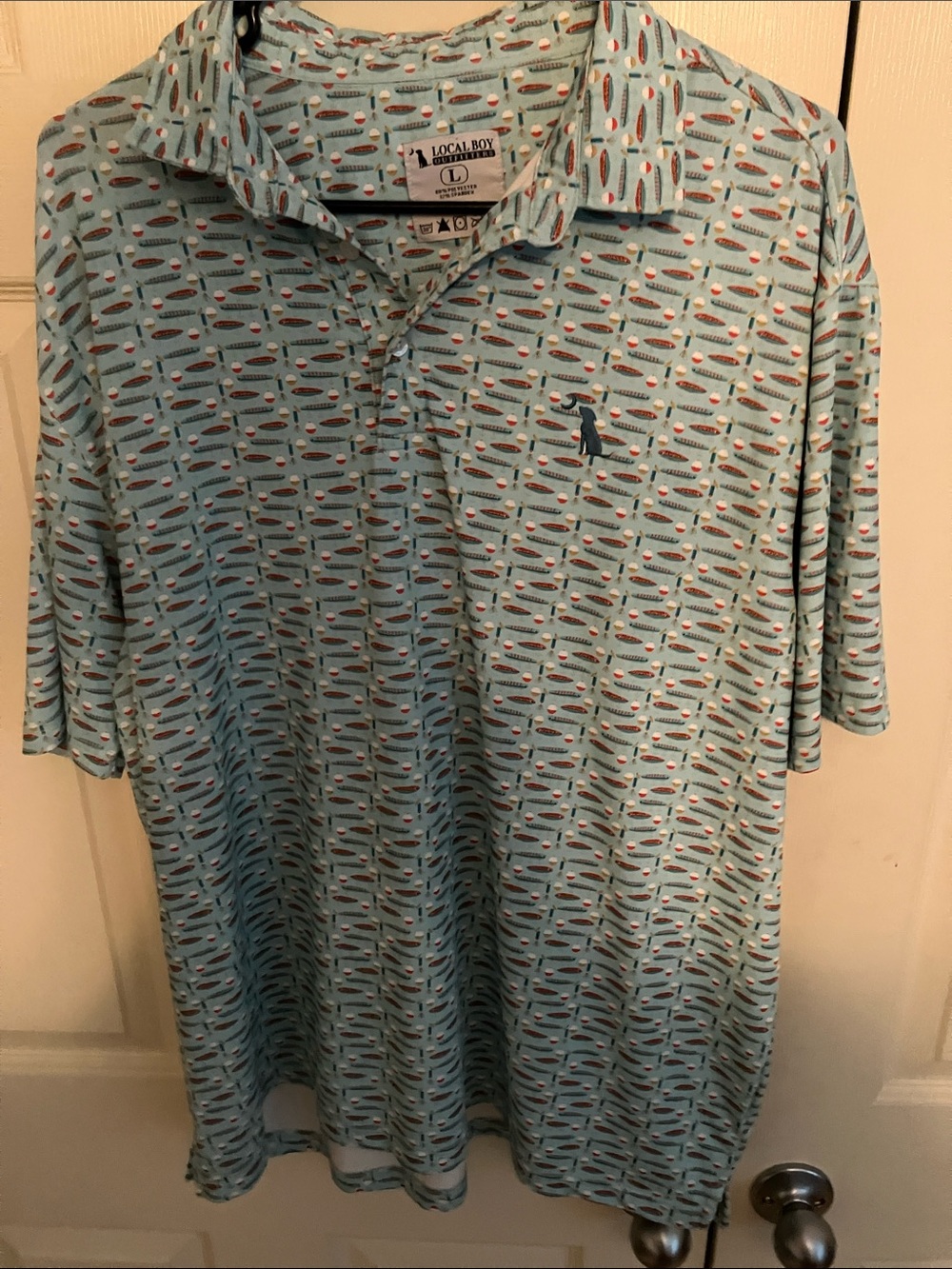 Local Boy Light Blue Surfboard-Print Polo Shirt